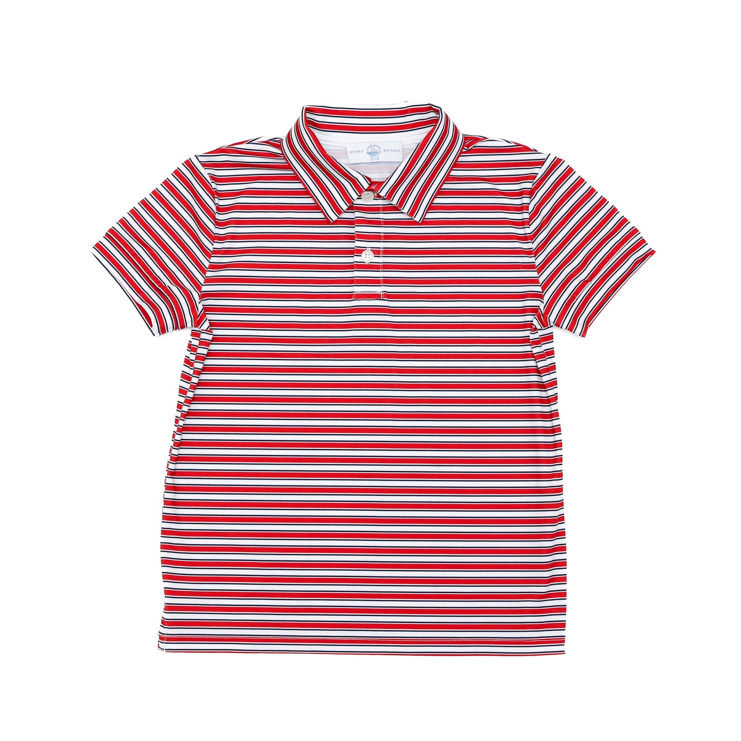 Match Point Polo in Rhode Island Red & Narragansett Navy Stripe