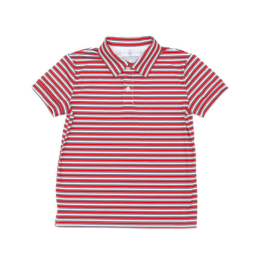 Match Point Polo in Rhode Island Red & Narragansett Navy Stripe