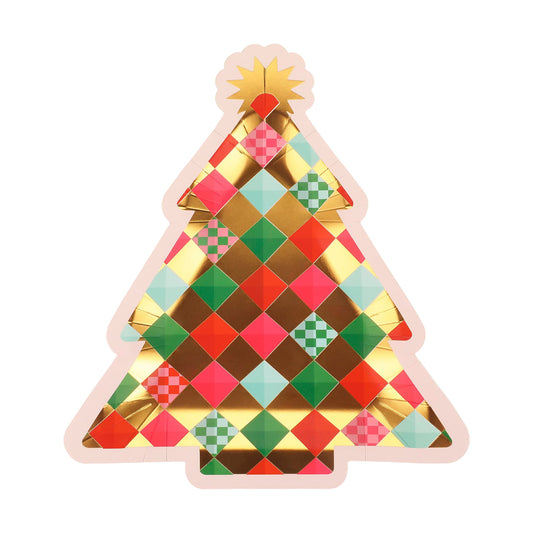 Gold Christmas Tree Dessert Plates (10 count)