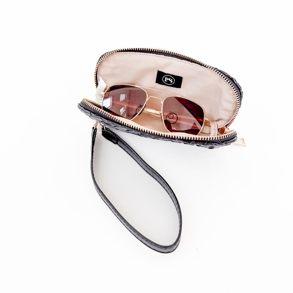 Dylan Woven Sunglass Case Wristlet