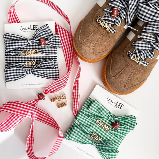 Leo & Lee Studio - Game Day Gingham Sneaker Lace Charm Set – GAMEDAY
