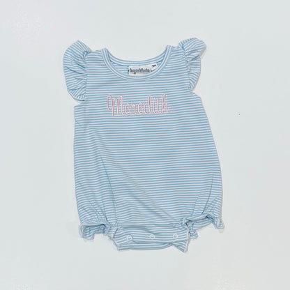 Knit Stripe Flutter Sleeve Bubble
