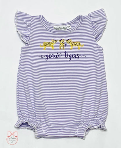 Knit Stripe Flutter Sleeve Bubble