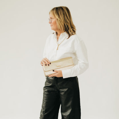 The Evening Metallic Clutch Crossbody Bag