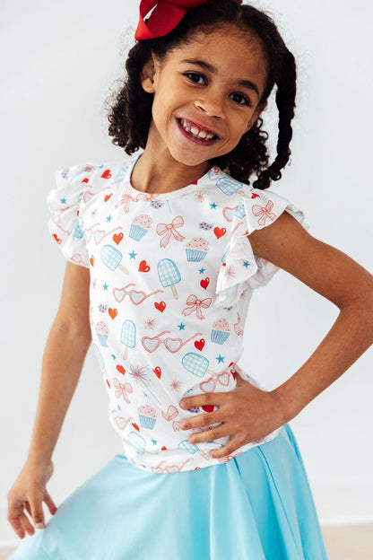 Red, White, & Sweet S/S Ruffle Tee