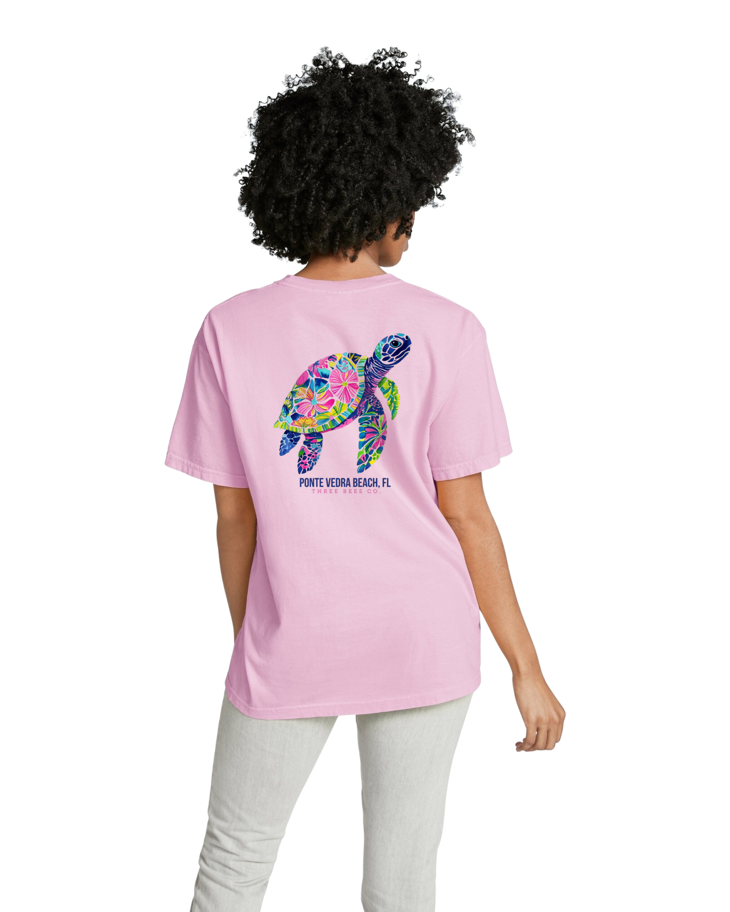 Saltwater Floral Sea Turtle Adult Unisex Comfort Colors Heavyweight Ringspun Cotton