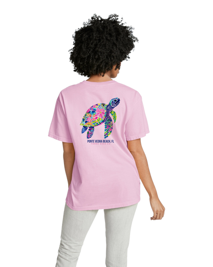 Saltwater Floral Sea Turtle Adult Unisex Comfort Colors Heavyweight Ringspun Cotton