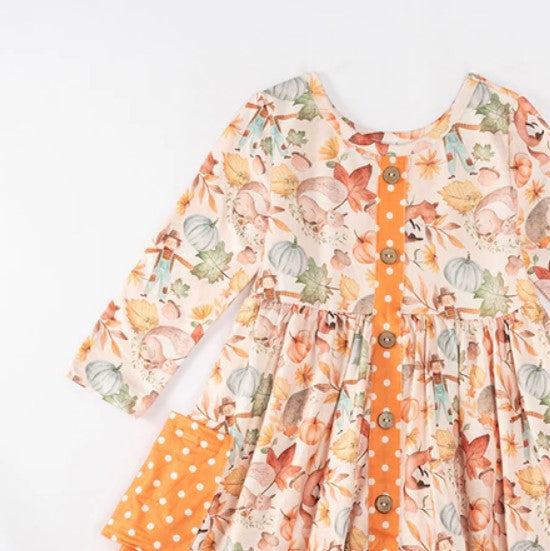 PREORDER Pumpkins and Polka Dots Dress