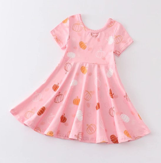 PREORDER Pumpkins on Pink Dress