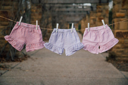Girls Ruffled Seersucker Shorties