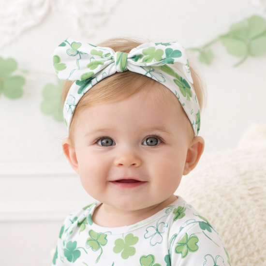 Shamrock Baby Headband – Adjustable Bamboo Bow
