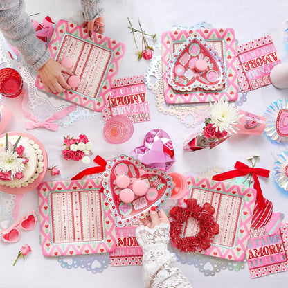 Pink & Red Velvet Clip-on Bow Set (5 count)