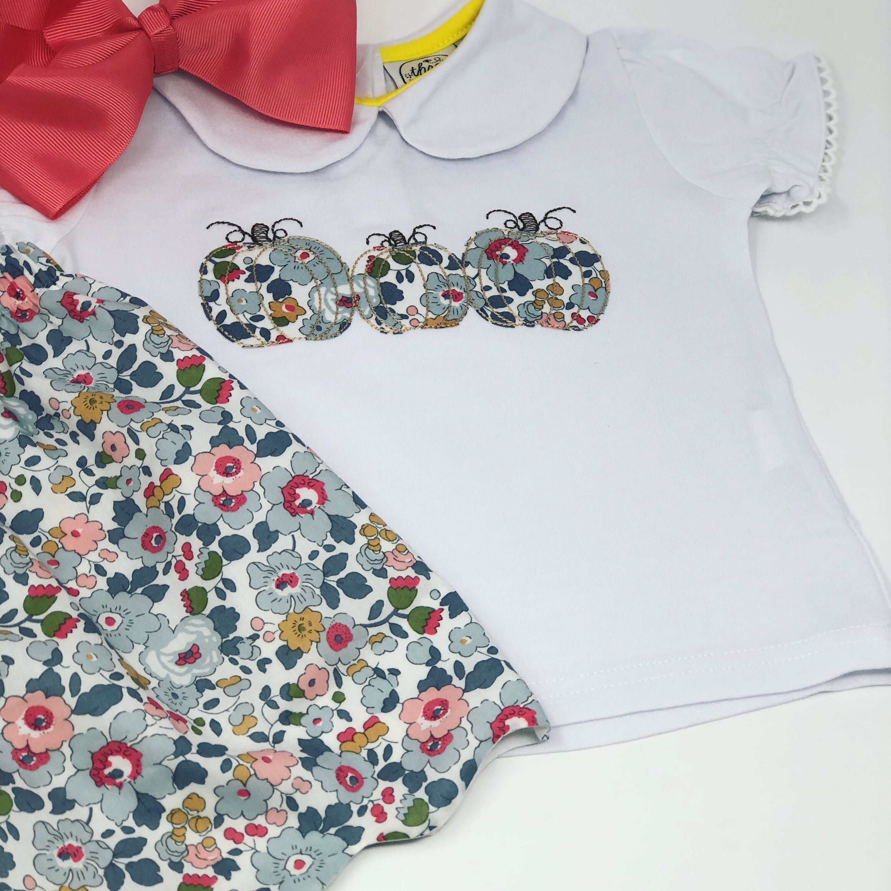 Pumpkin Trio Girls Applique Top