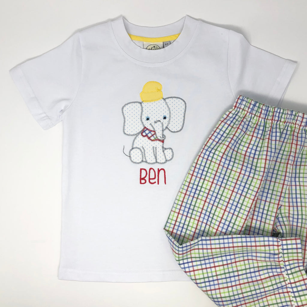 Elephant Character Applique Boys T-Shirt
