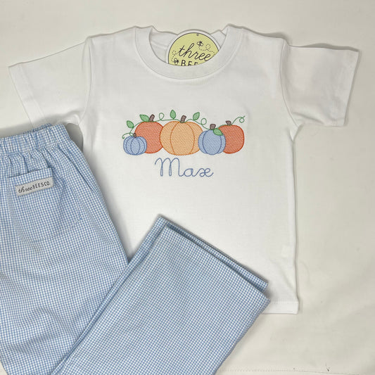 Pumpkin Embroidery Boys T-Shirt