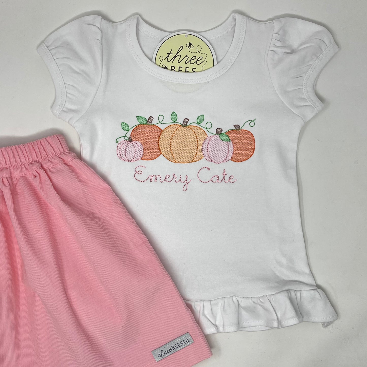 Pumpkin Embroidery Girls Top