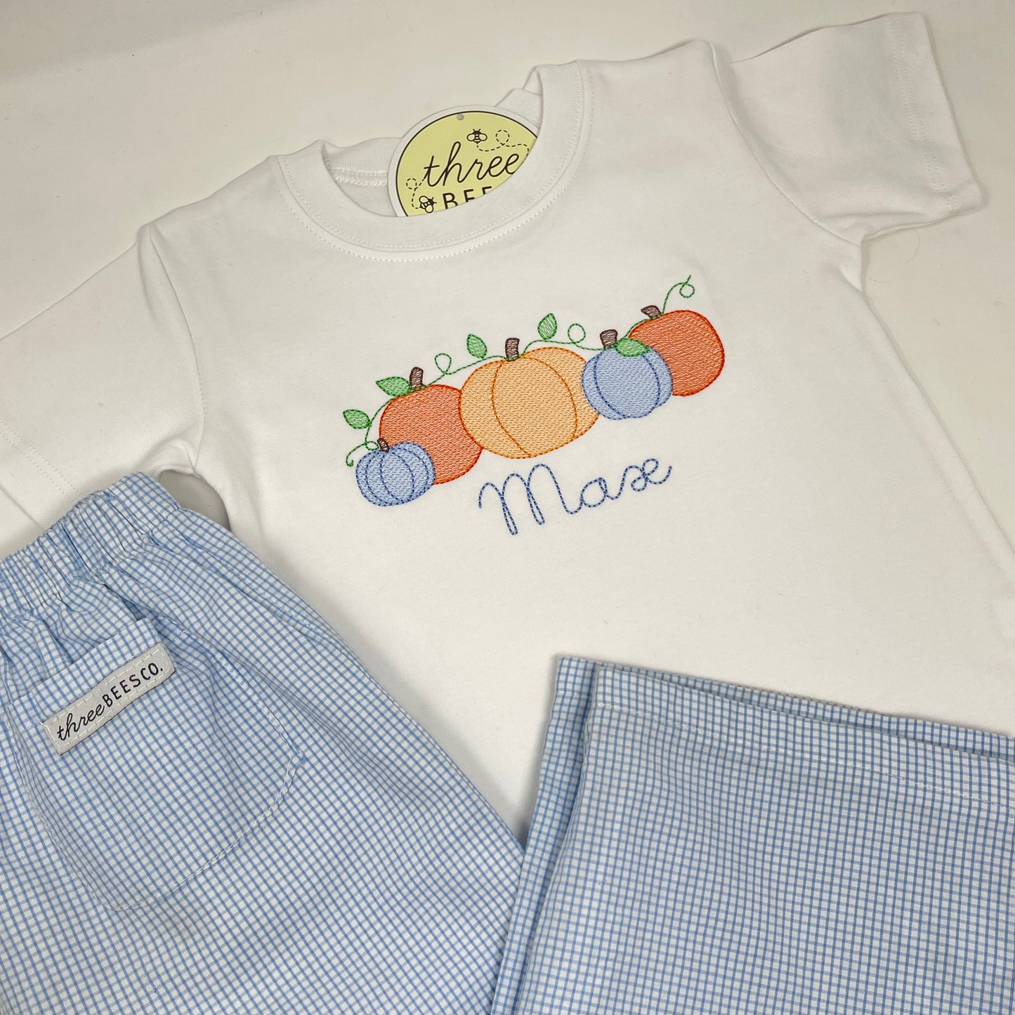 Pumpkin Embroidery Boys T-Shirt
