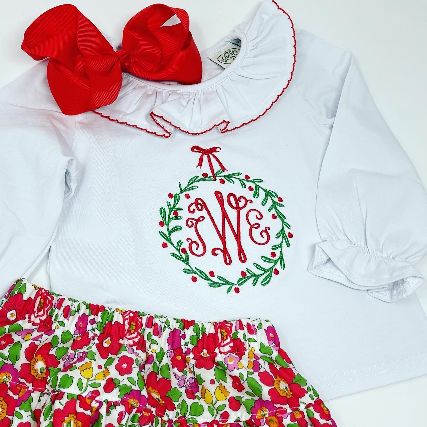 Mistletoe Wreath Monogram Top