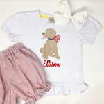 Patriotic Pup Embroidery Girls Top
