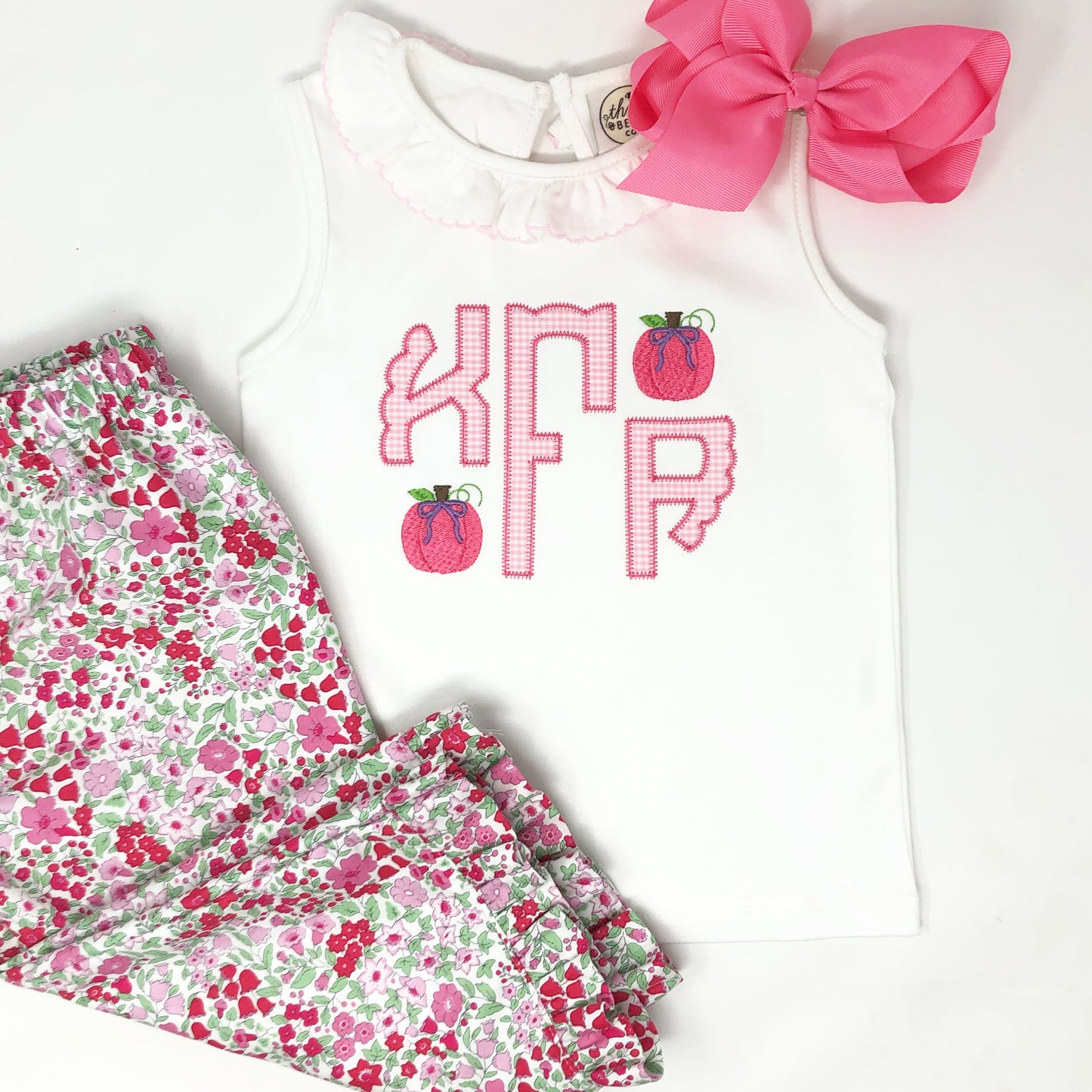 Scallop Monogram Applique Girls Top