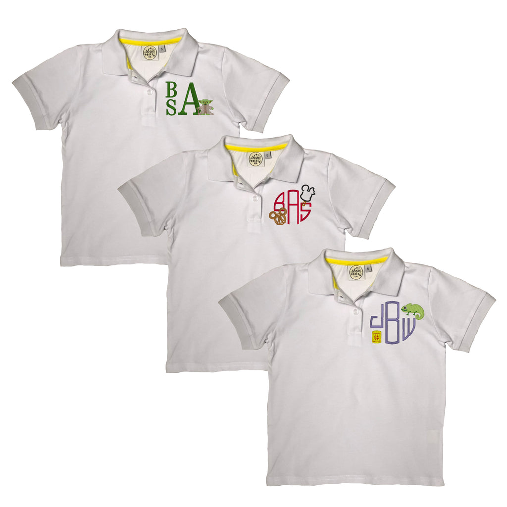 Bee Our Guest Monogram Boys Collared Shirt