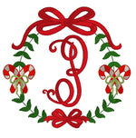 Christmas Wreath Frame with Bows Embroidery Girls Top