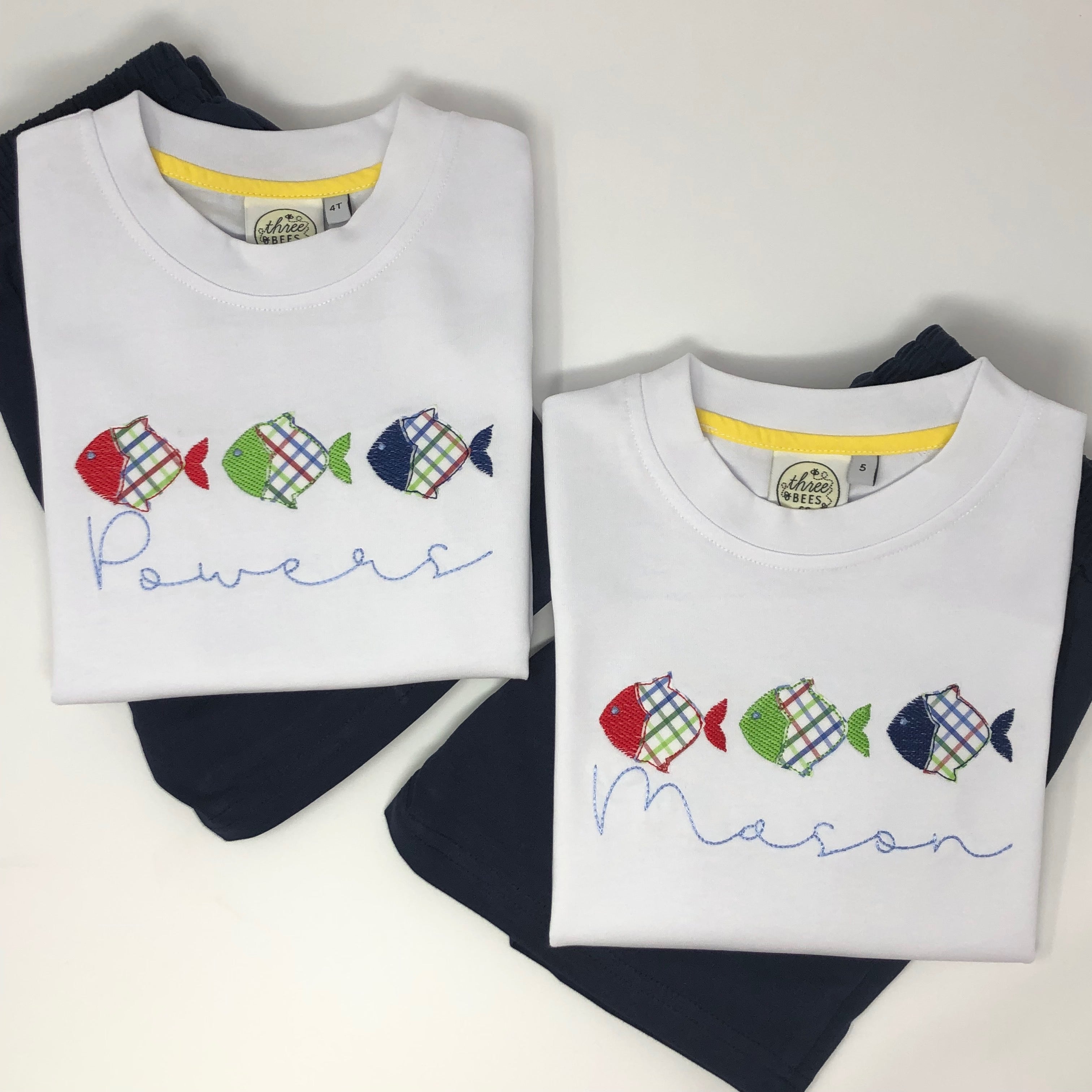 Fish Trio Applique Boys Short Set
