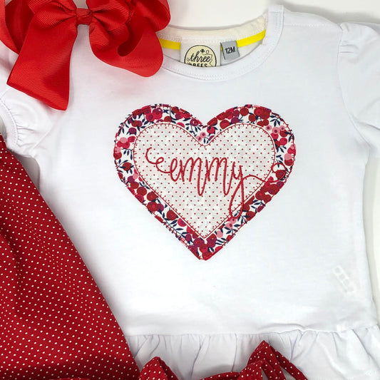 Layered Heart Girls Applique Top