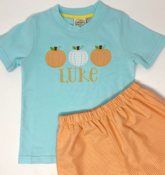 Pumpkin Trio Applique Boys T-Shirt