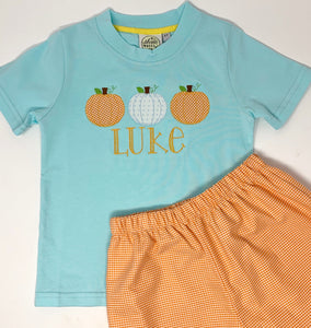 Pumpkin Trio Applique Boys T-Shirt