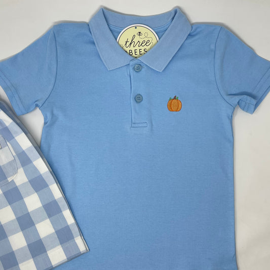 Mini Fall Embroidery Boys Collared Shirt