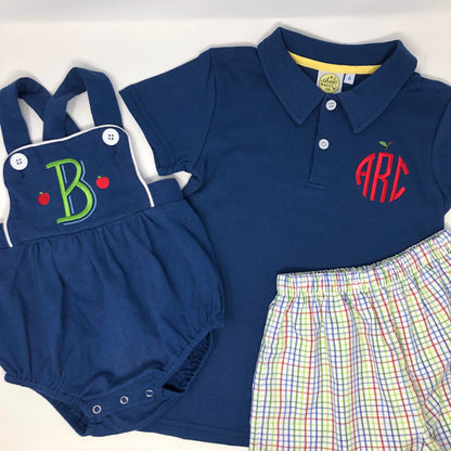 Circle Apple Monogram Boys Collared Shirt