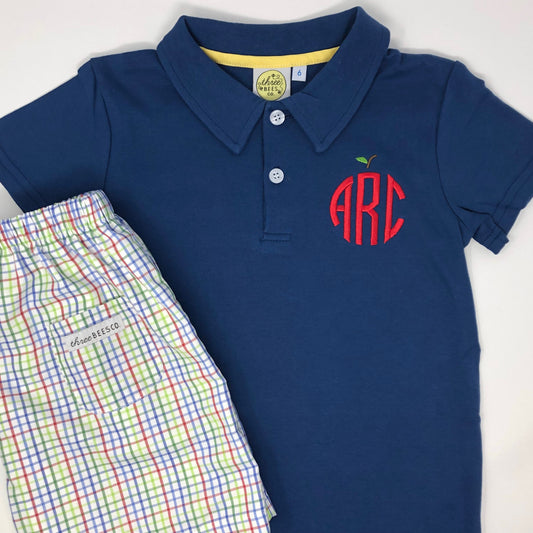 Circle Apple Monogram Boys Collared Shirt