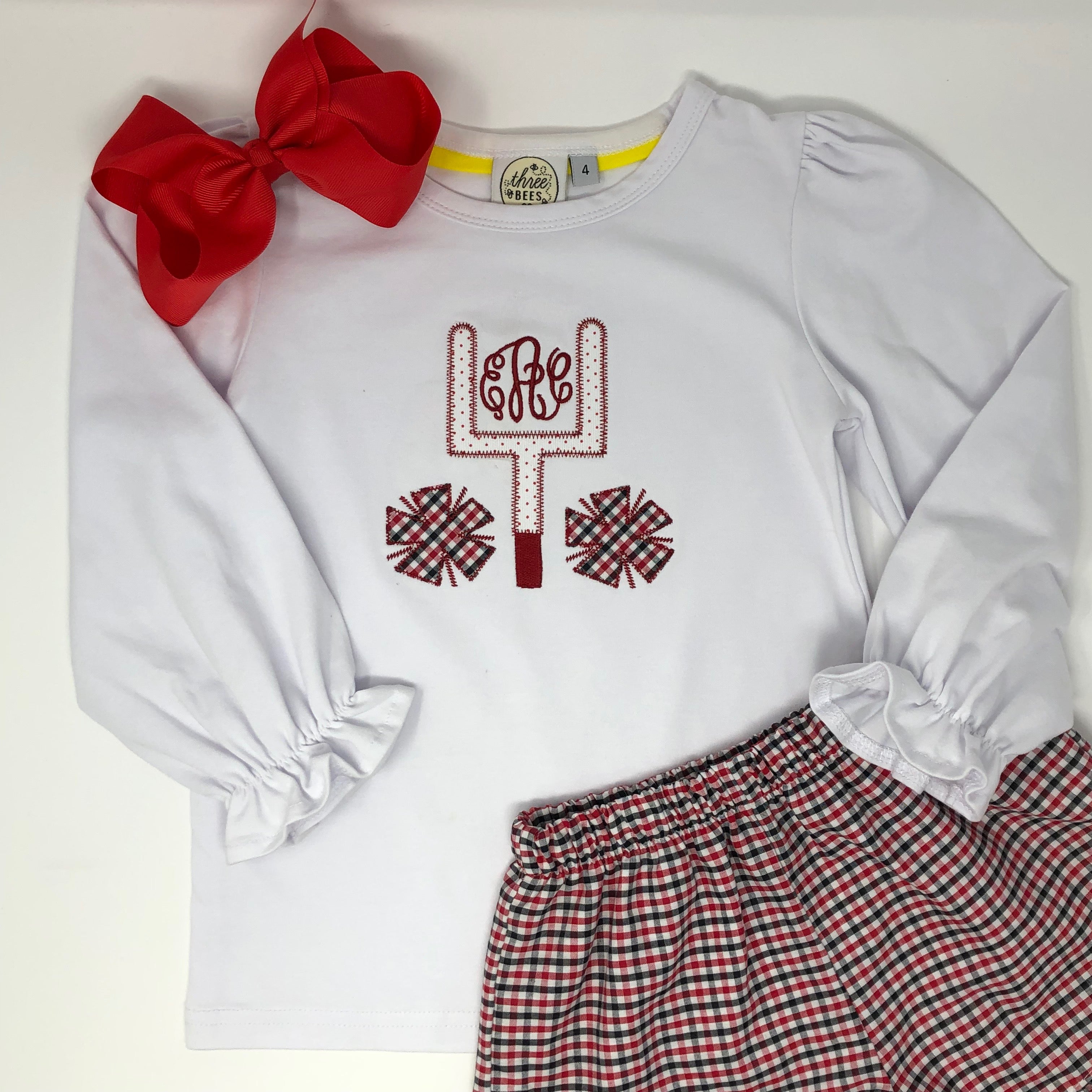 End Zone Applique Girls Top (Multiple Team Colors)