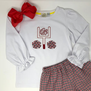 End Zone Applique Girls Top (Multiple Team Colors)