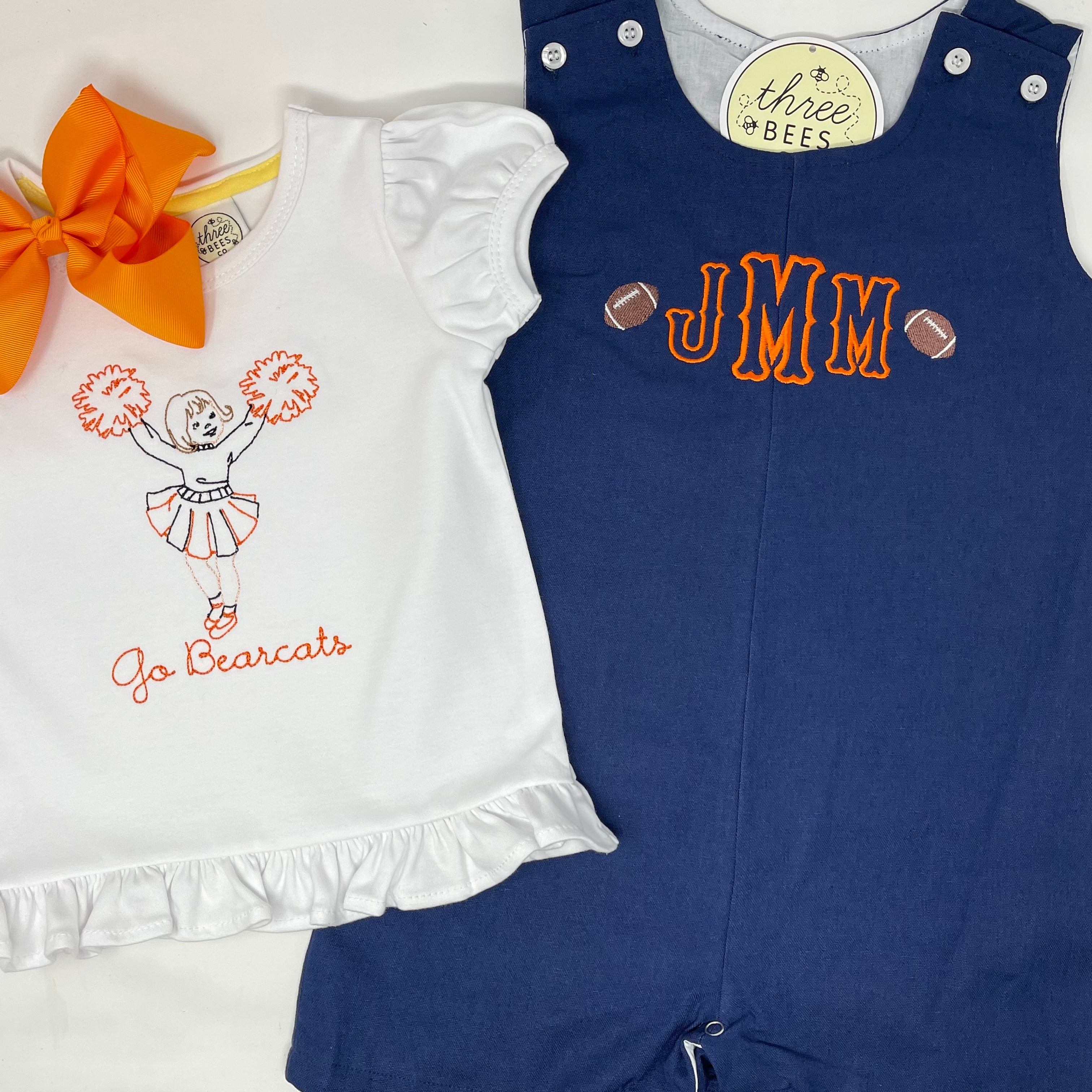 Vintage Stitch Cheerleader Girls Embroidery Top