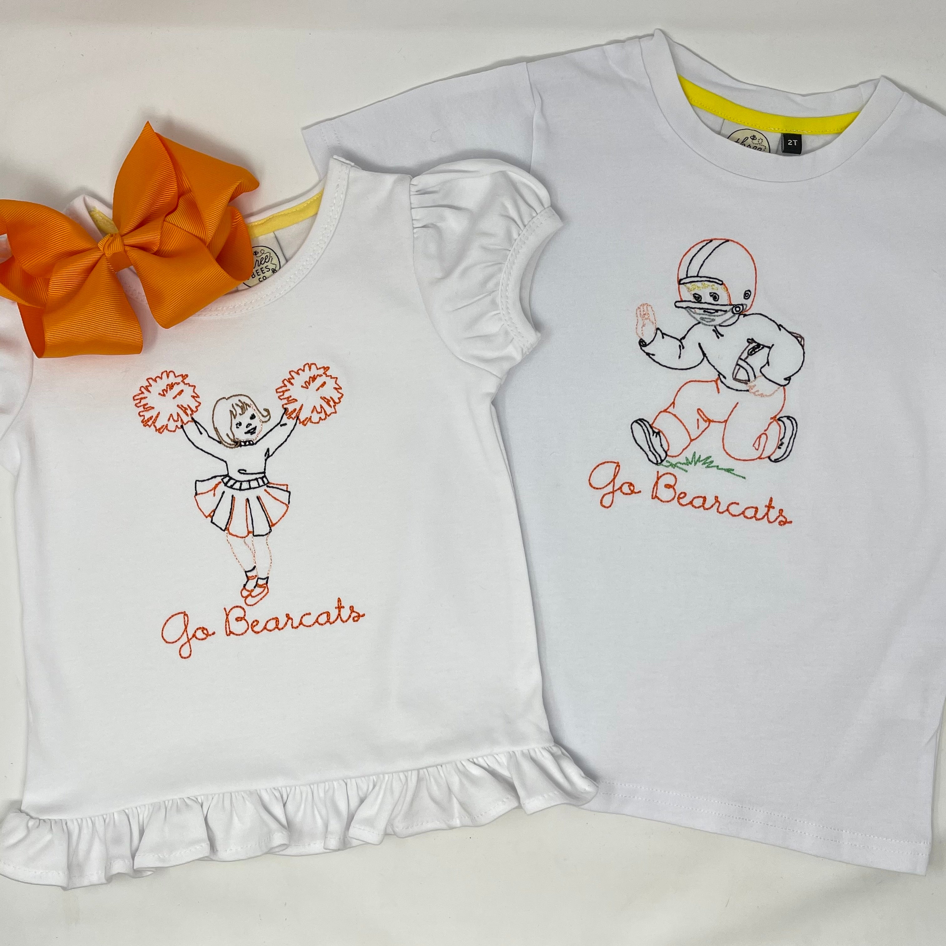 Vintage Stitch Cheerleader Girls Embroidery Top