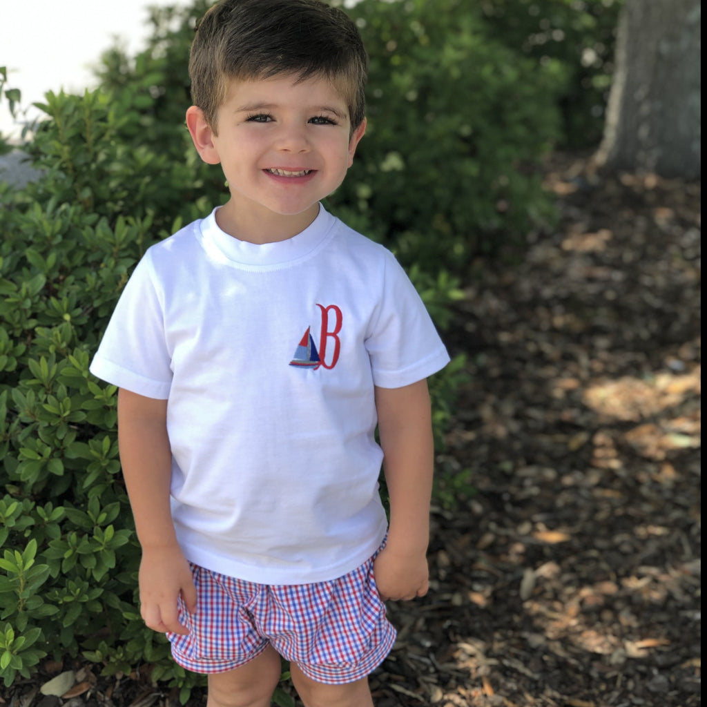 Personalized Mini Embroidery Design Boys T-Shirt – Three Bees Company