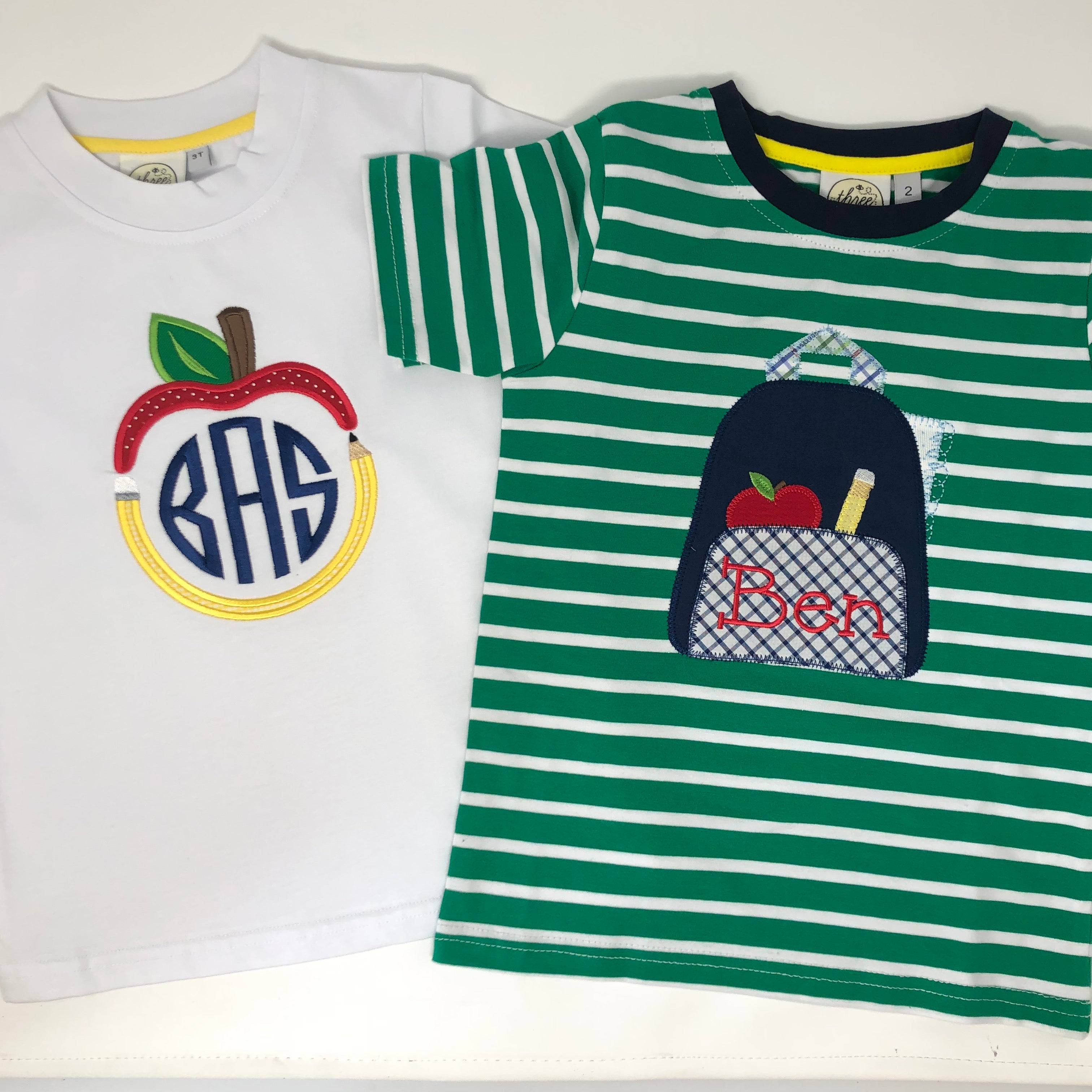Back to School Apple & Pencil Applique Frame Boys T-Shirt