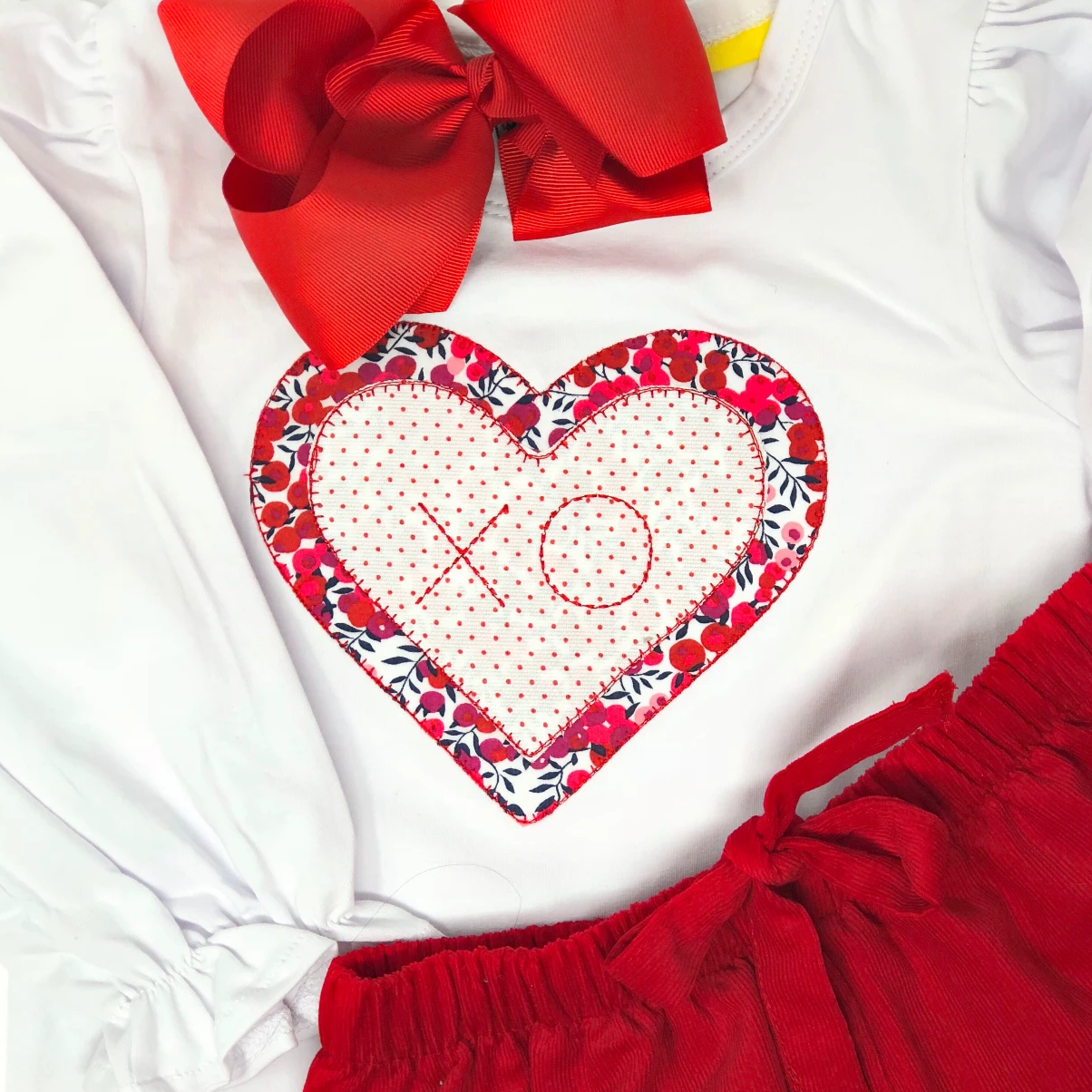 Layered Heart Girls Applique Top