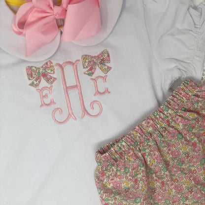 Fishtail Monogram with Bow Applique
