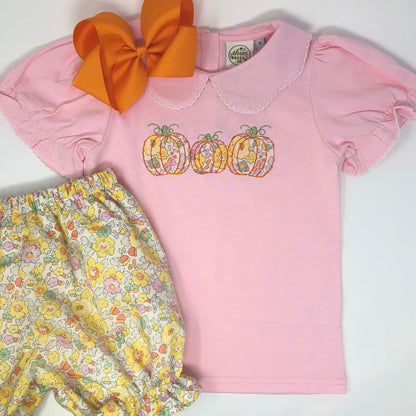 Pumpkin Trio Girls Applique Top