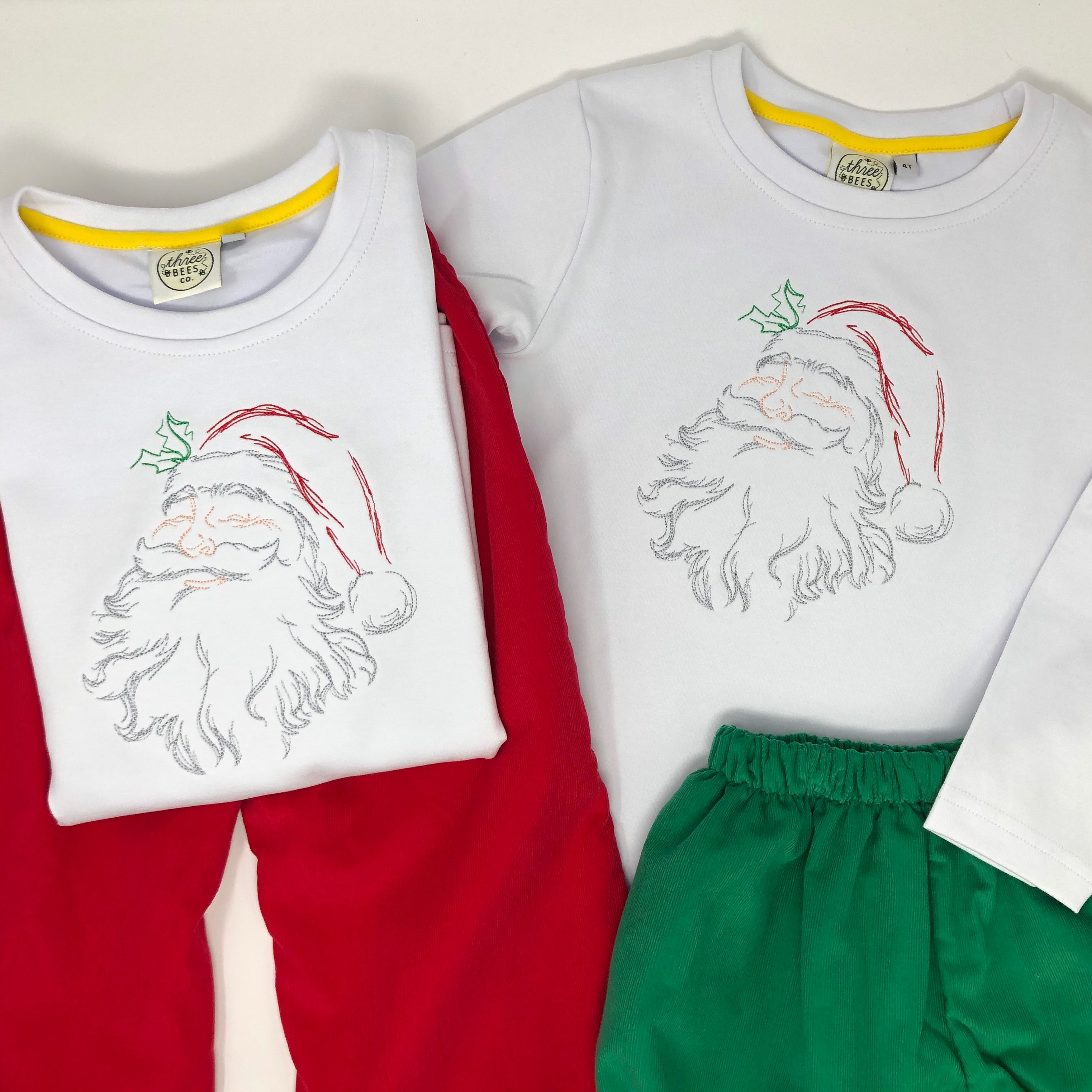 Vintage Stitch Santa Embroidery Boys T-Shirt