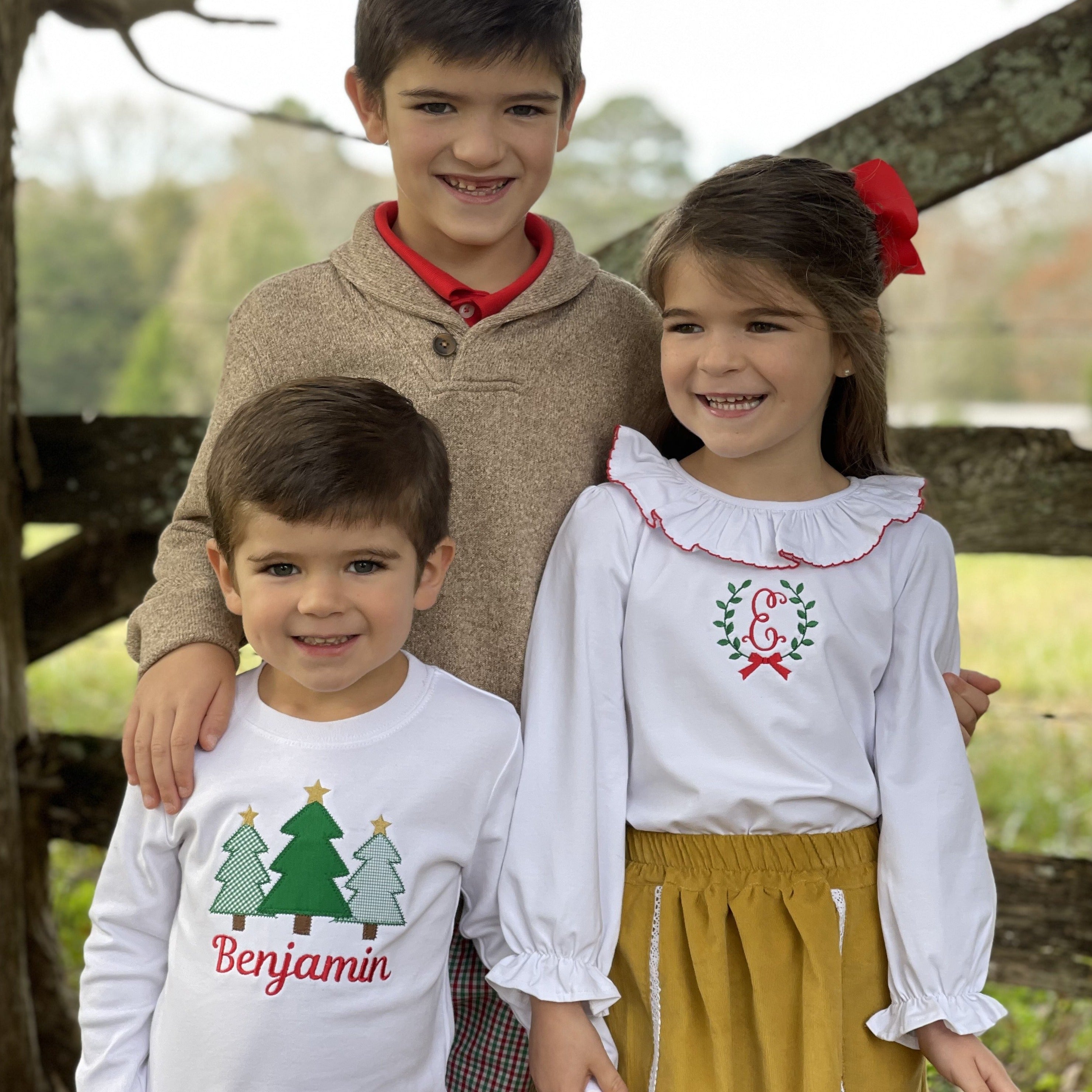 Christmas Tree Applique Boys T-Shirt