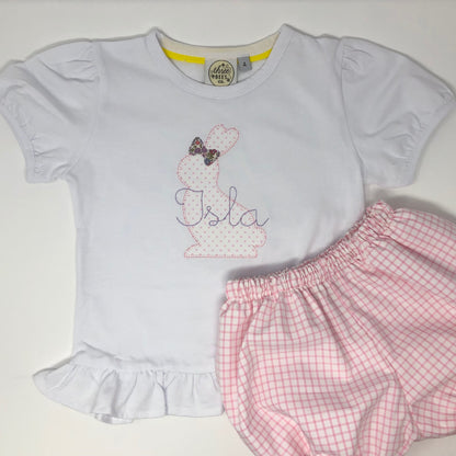 Bunny Silhouette Girls Applique Top