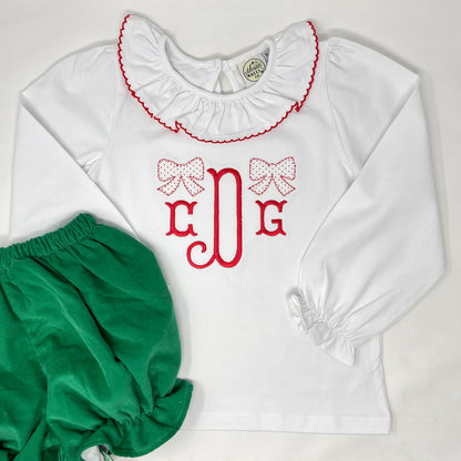Fishtail Monogram with Bow Applique