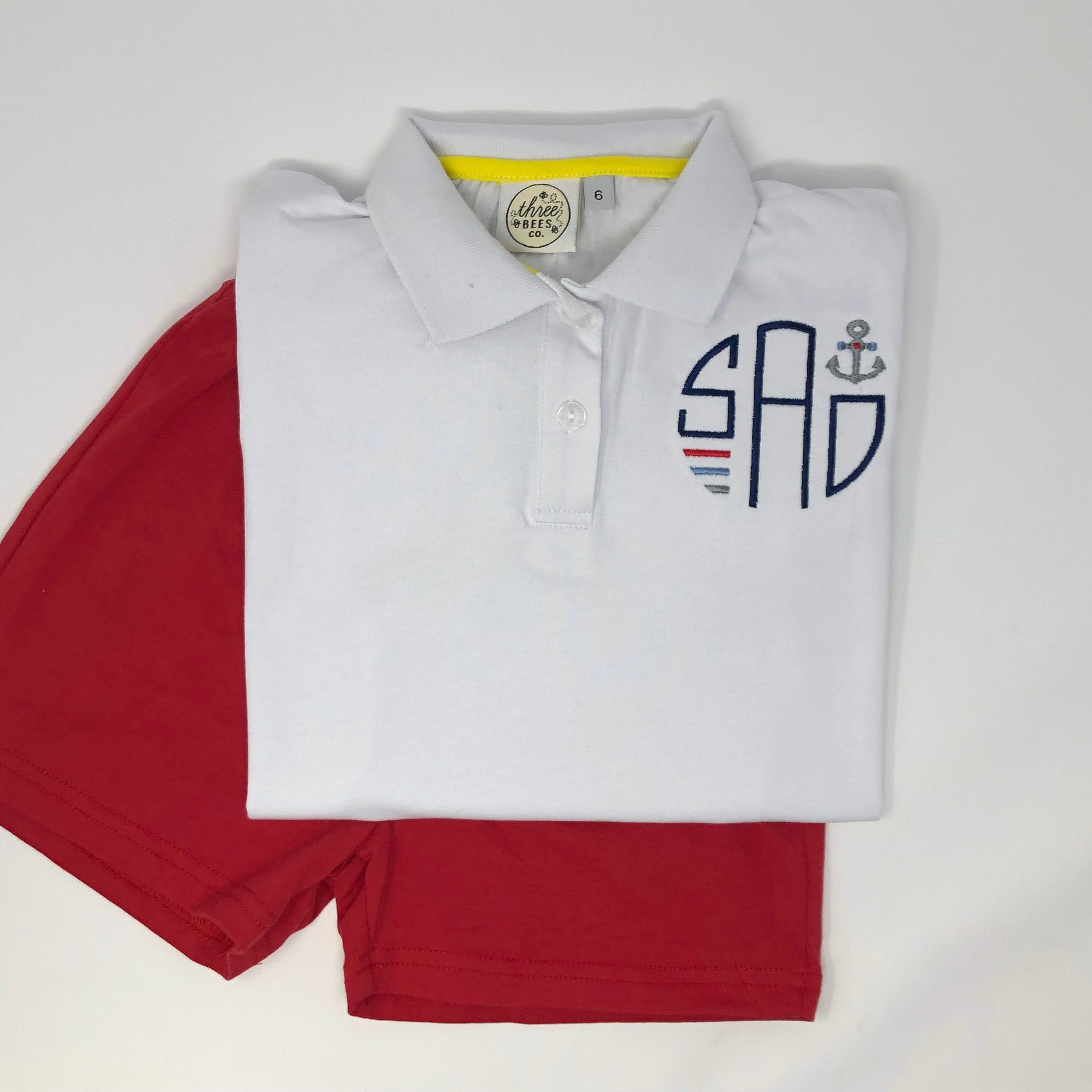 Nautical Circle Monogram Boys Polo