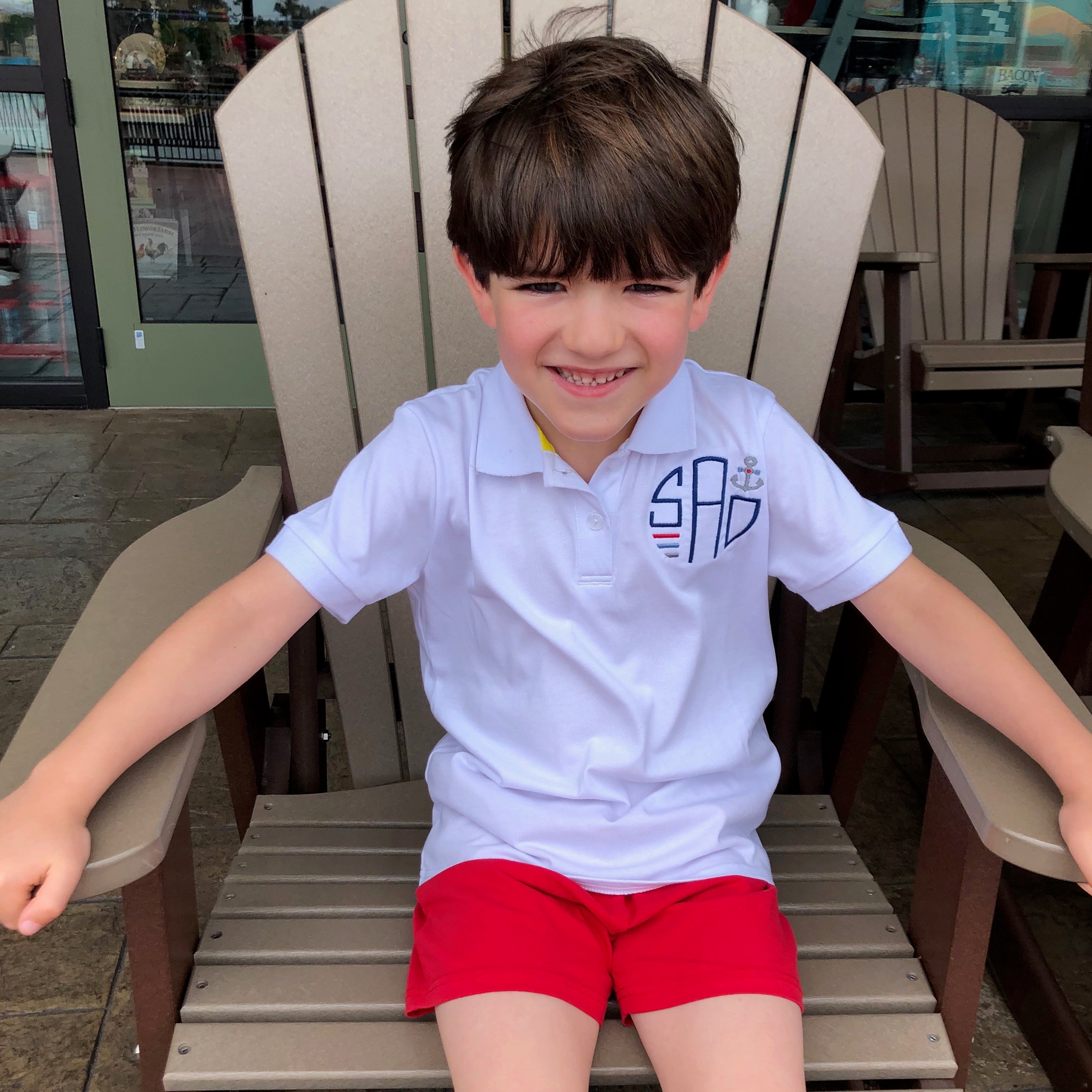 Nautical Circle Monogram Boys Polo