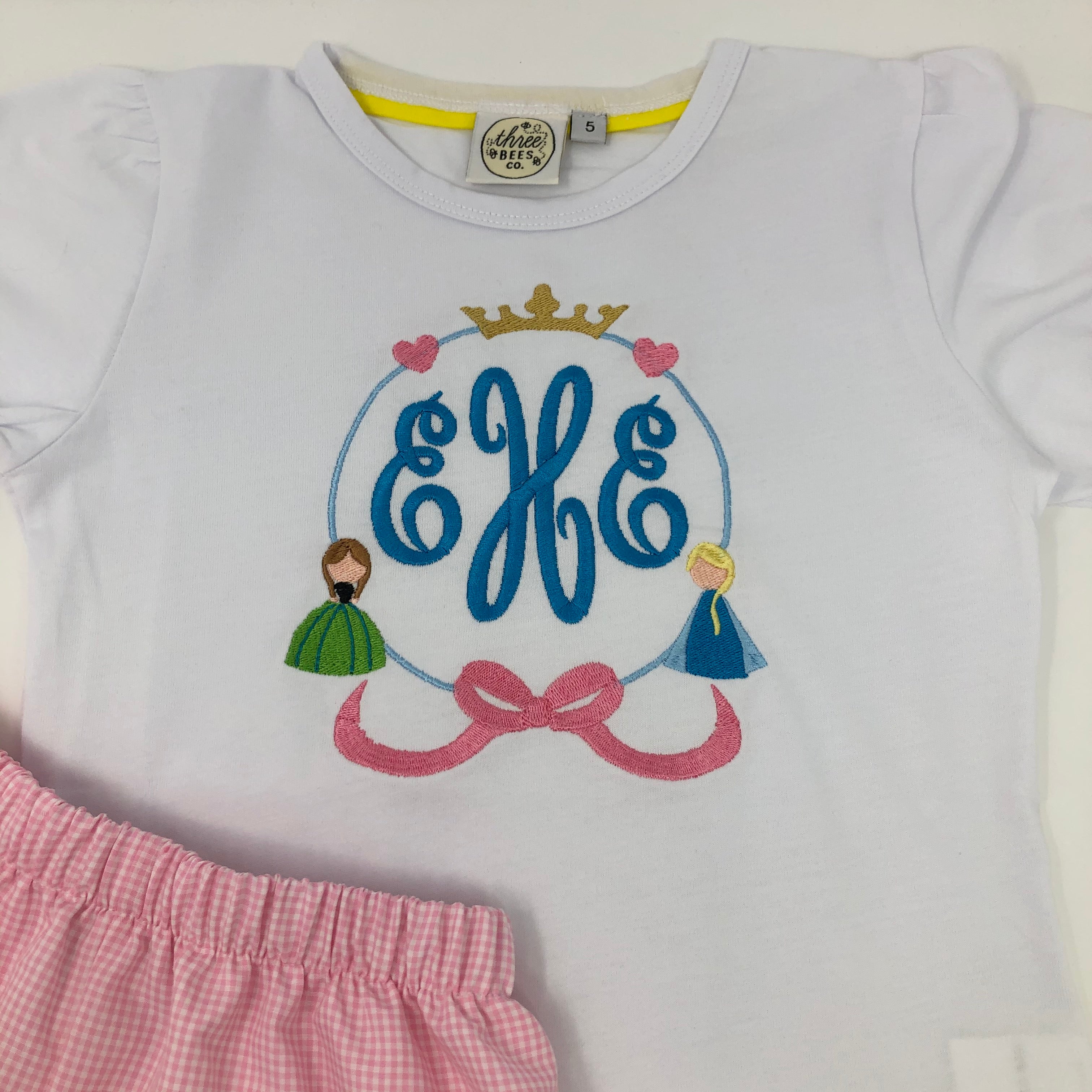 Frozen Princess Monogram Embroidered Girls Top