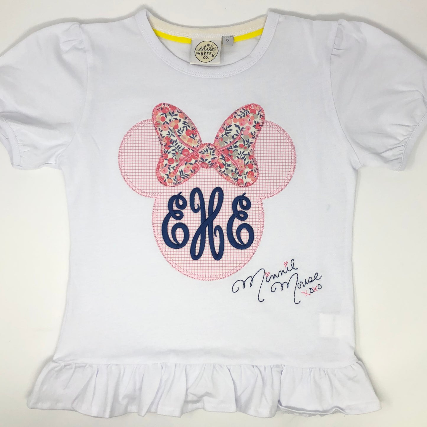 Classic Mouse Applique with Monogram Girls Top